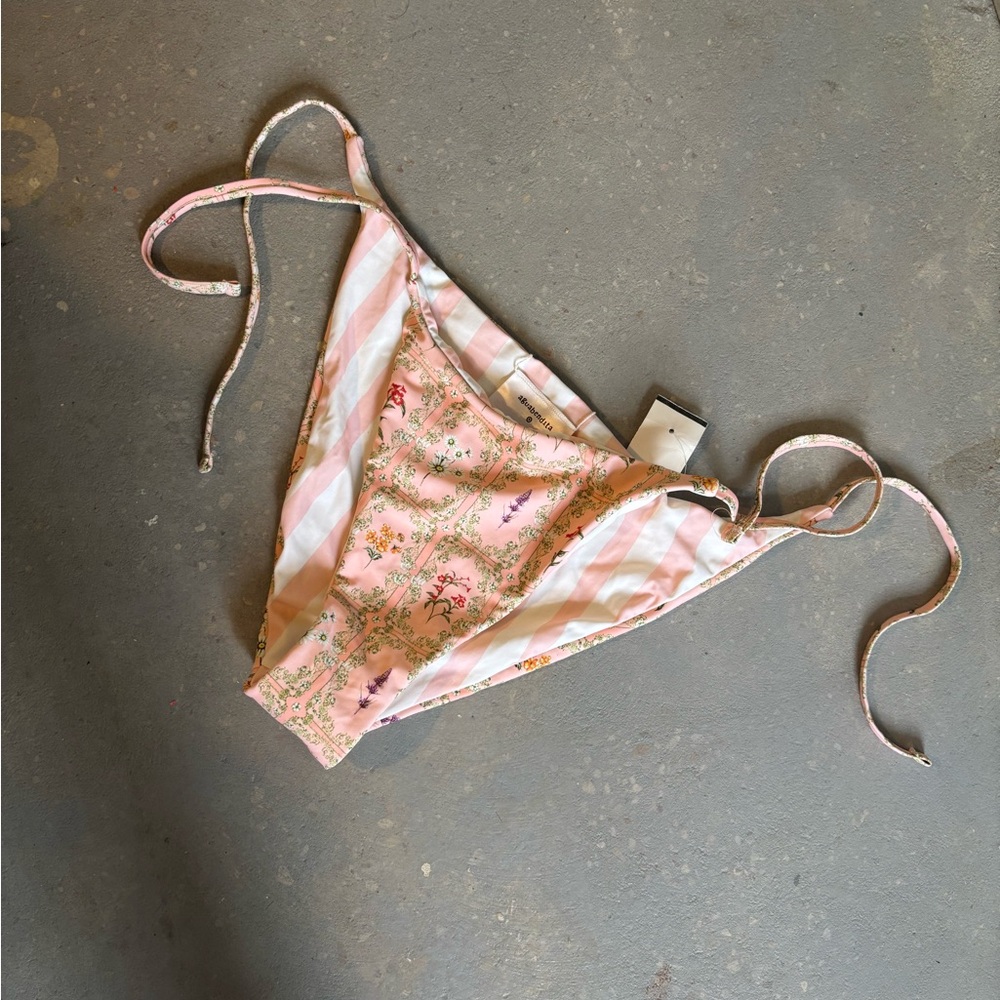 Agua Bendita for Target Pink and White Floral Stripe‎ Bikini Bottom